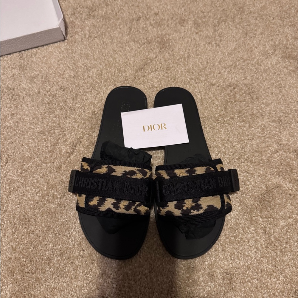 Dior Women's Black and Tan Sandals